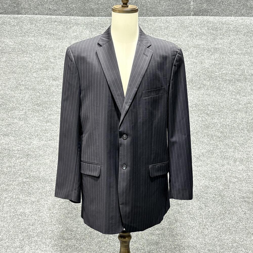 Jones New York Blazer Sport Coat Mens 46 Long Charcoal Pinstripe Wool 2 Button
